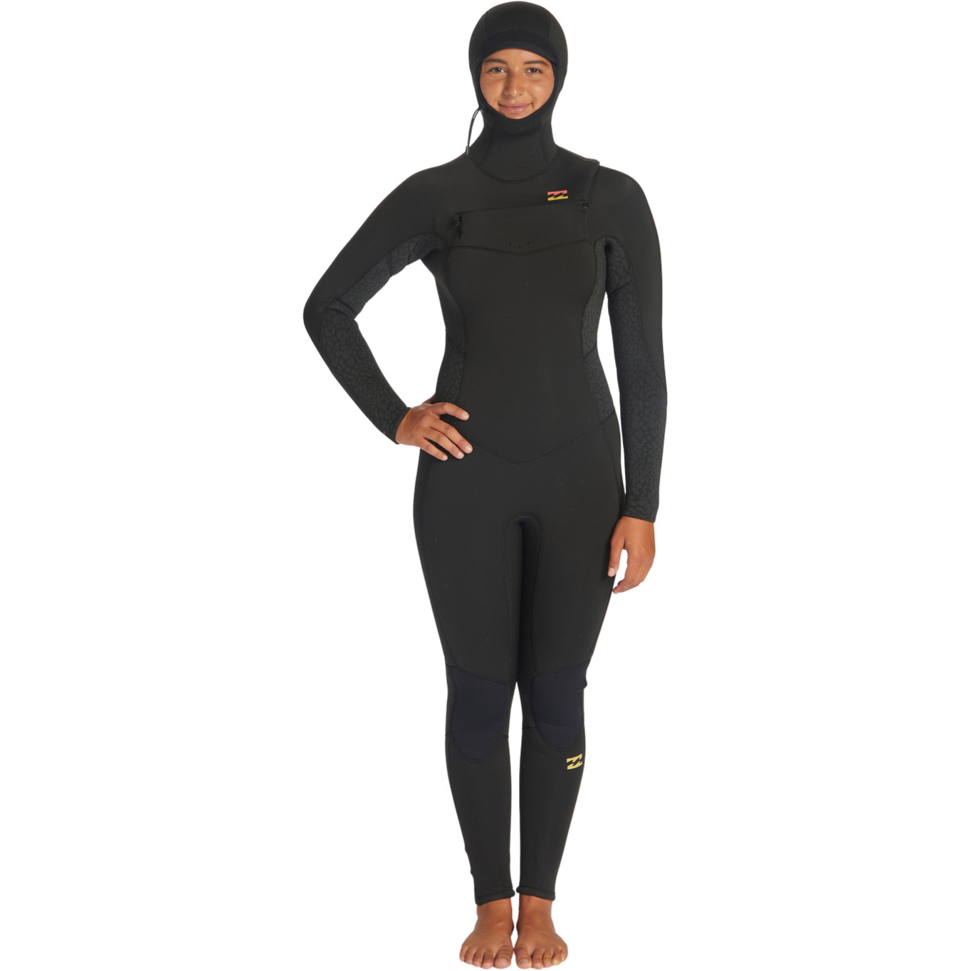 Billabong Womens Synergy 5/4mm Chest Zip Hooded Wetsuit ABJW200100 - Wild Black